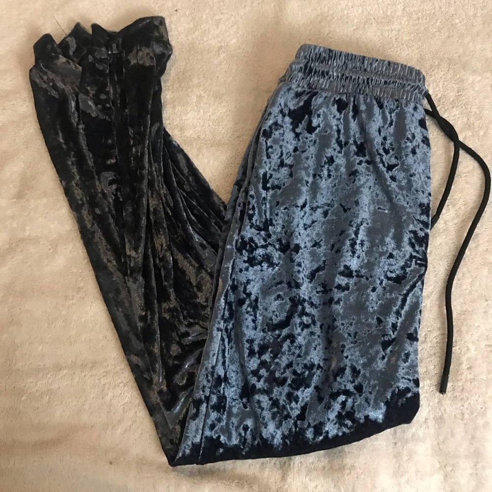Forever 21 Blue Velour Crushed Velvet Joggers Sm